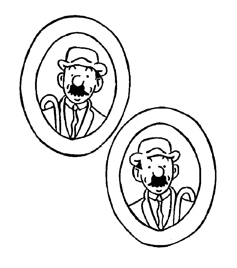 Tableaux de Dupond et Dupont (Coloriage de Tintin à imprimer pour enfants)