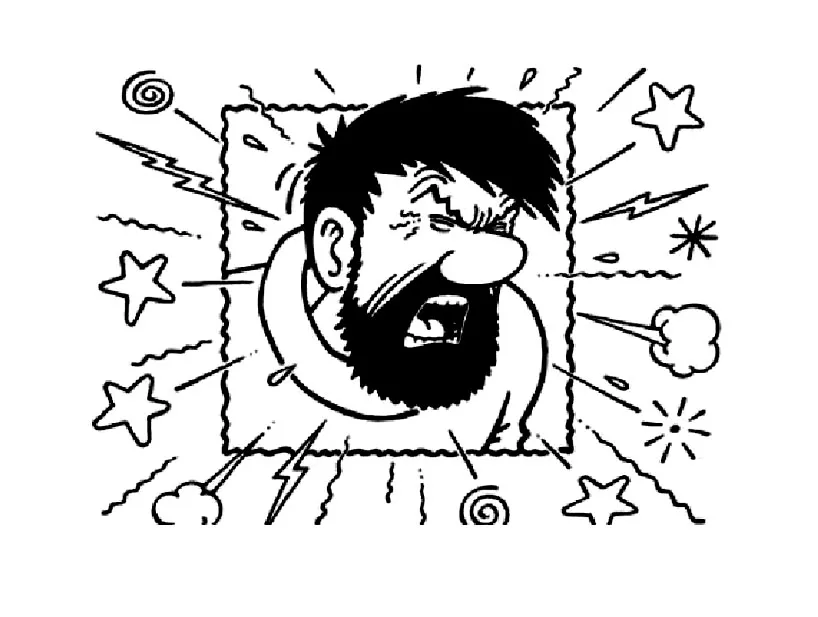 Capitaine Haddock en colère (Coloriage de Tintin à imprimer pour enfants)