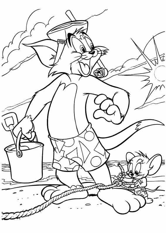 Coloriage de Tom & Jerry en vacances