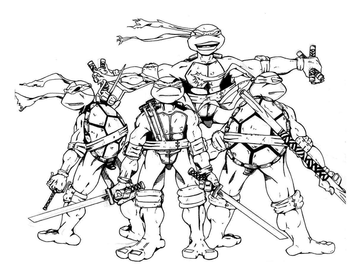 Coloriage de Tortues Ninja pour enfants