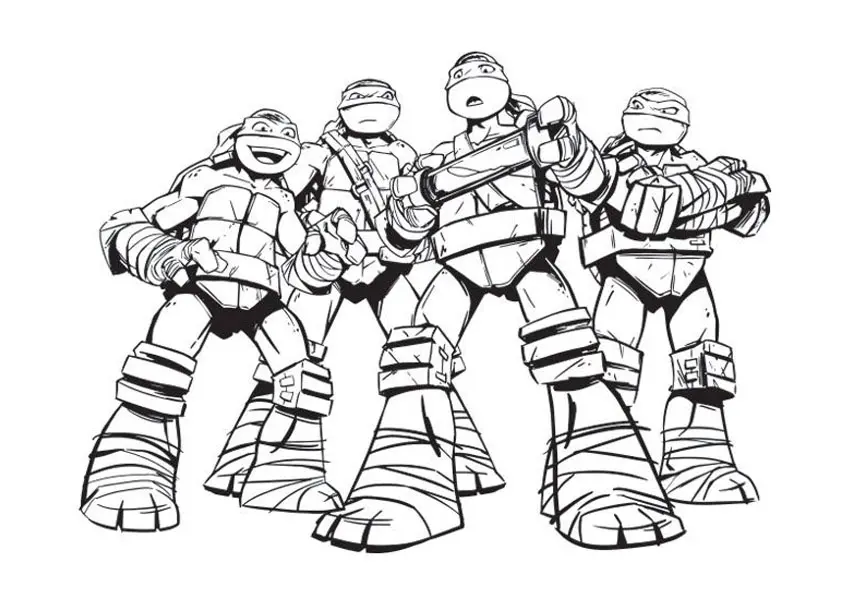 Tortues Ninja style moderne (Coloriage à imprimer pour enfants)