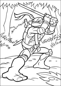 Leonardo et son épée (Coloriage de Tortues Ninja)