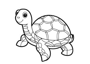 Coloriage pour enfants d'une belle Tortue avec une belle carapace