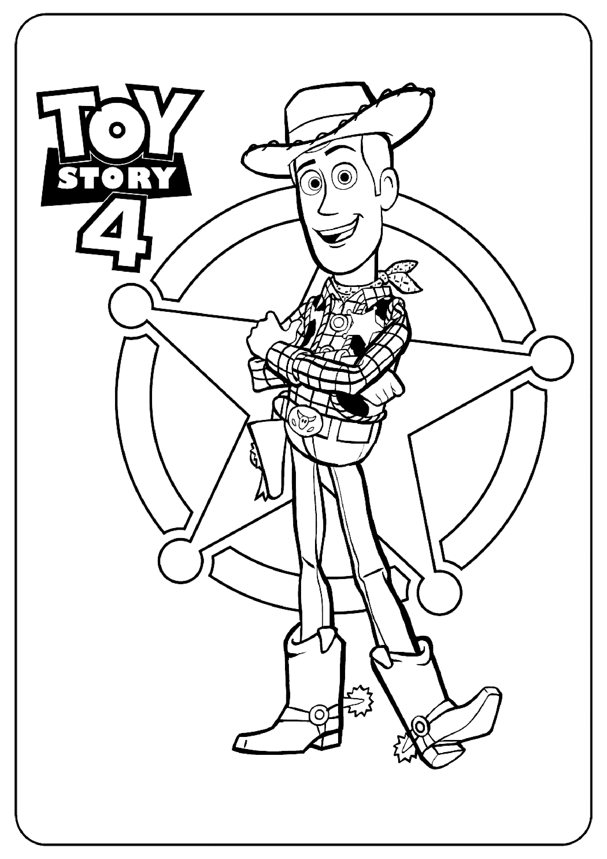Simple coloriage de Toy Story 4 pour enfants : Woody