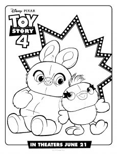 Ducky et Bunny : Coloriage de Toy Story 4 à imprimer gratuitement
