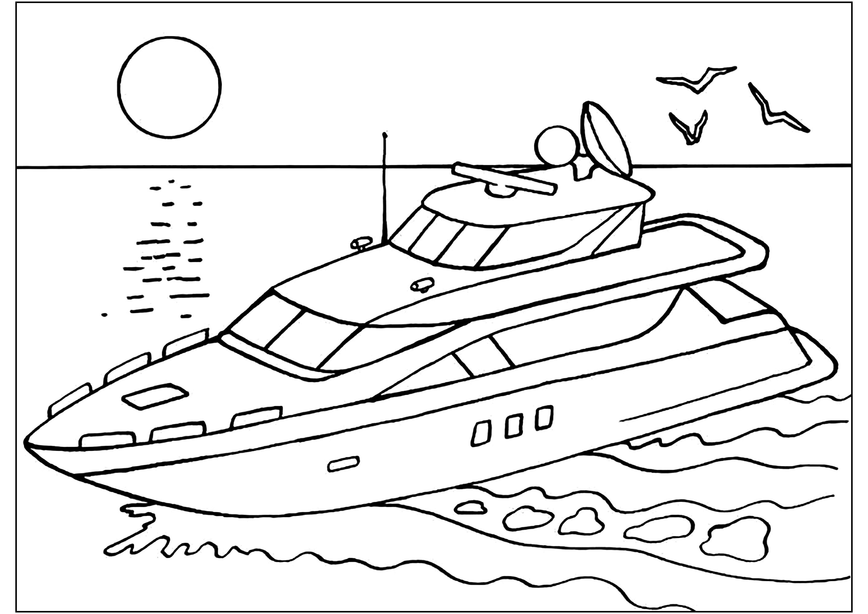 Un beau Yacht à colorier