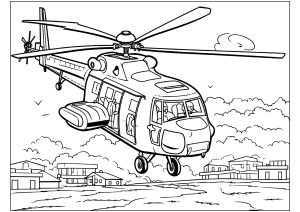 Hélicoptère militaire en train d'aterrir