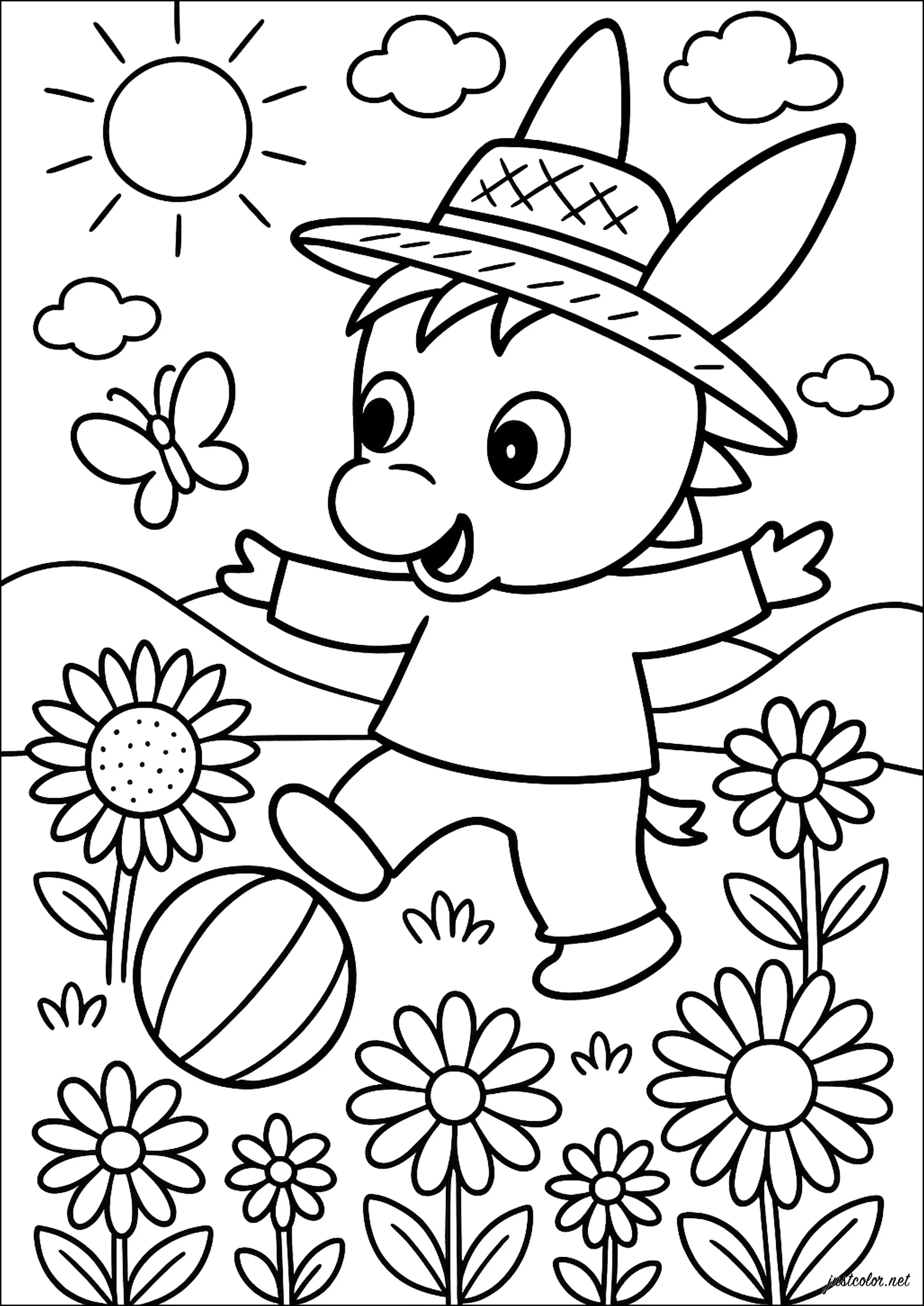Aventure en plein air (Coloriage de L’Âne Trotro à imprimer pour enfants)