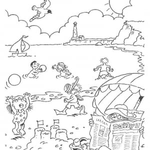 Coloriage de vacances à la mer pour enfants