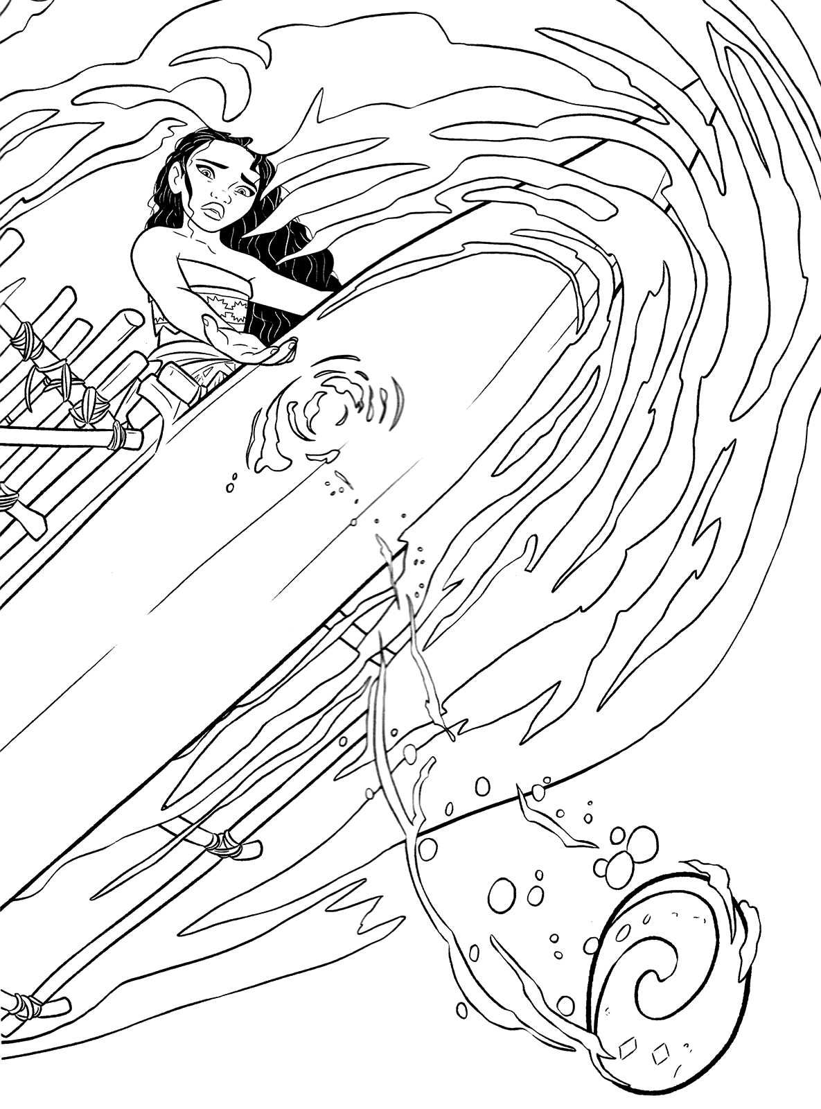 Coloriez ce beau coloriage de Vaiana avec vos couleurs préférées