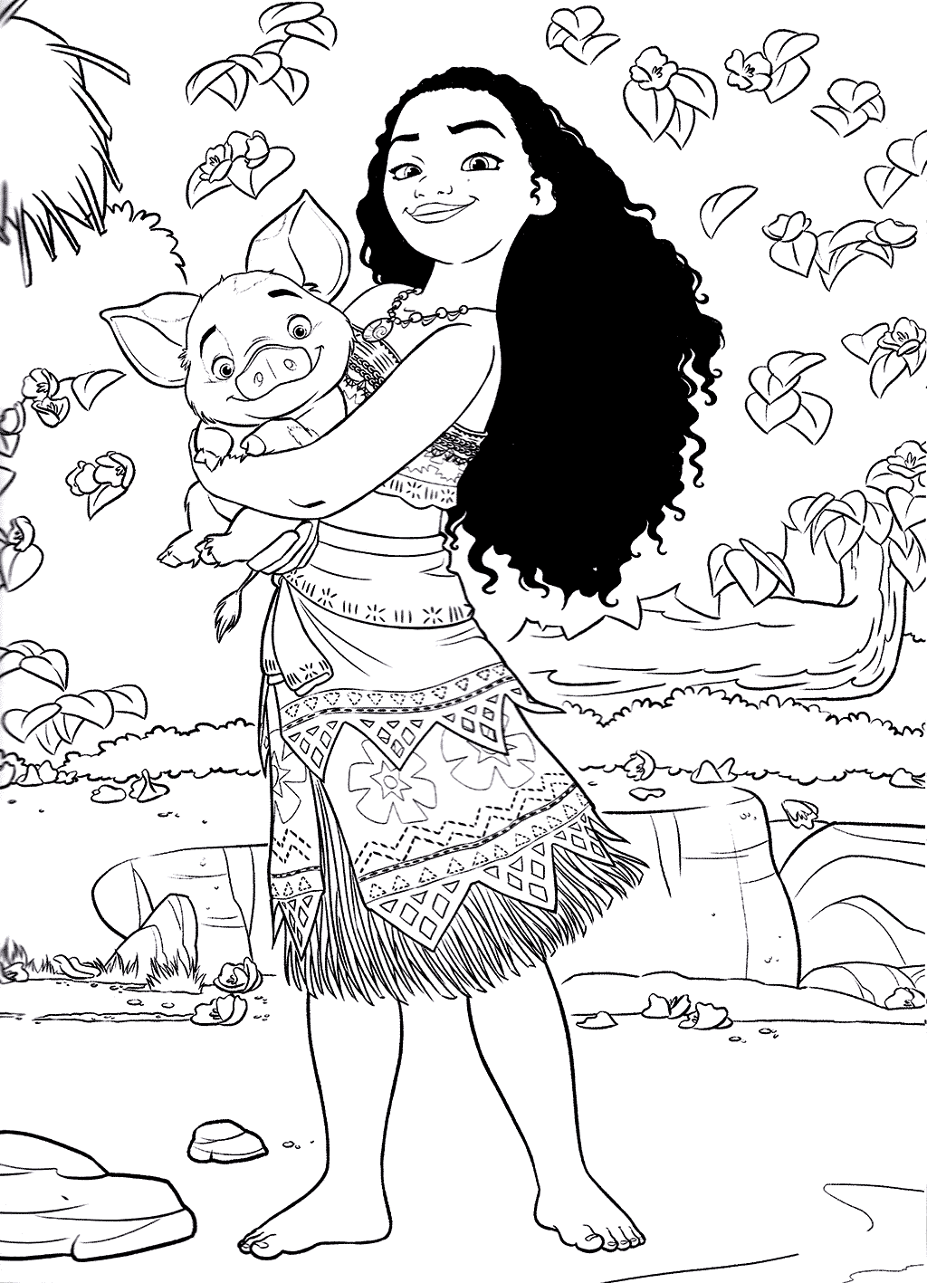 Coloriage de Vaiana à télécharger (Vaïana, la légende du bout du monde)