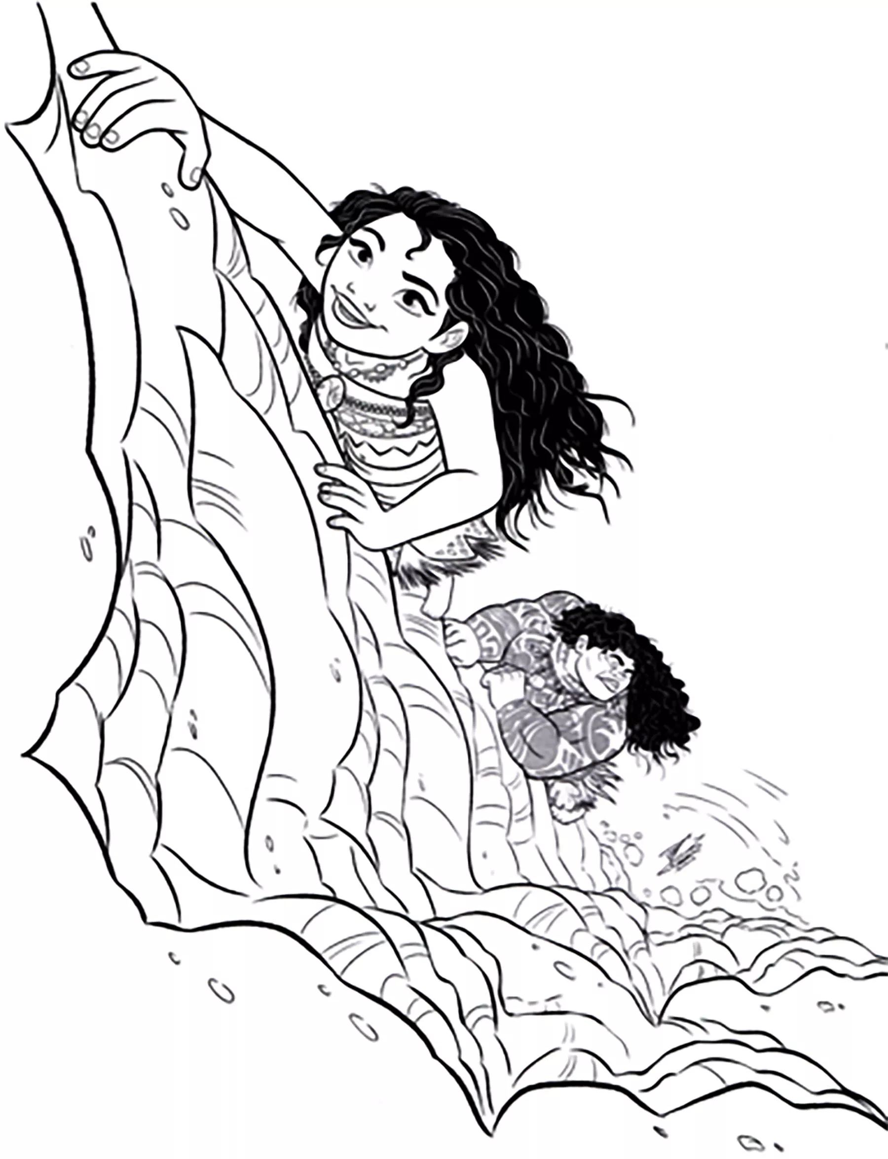 Dessin de Vaiana gratuit à imprimer et colorier (Vaïana, la légende du bout du monde)