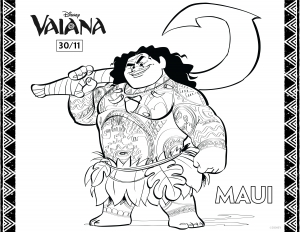 Dessin de Vaiana gratuit à télécharger et colorier (Coloriage de Vaïana, la légende du bout du monde)