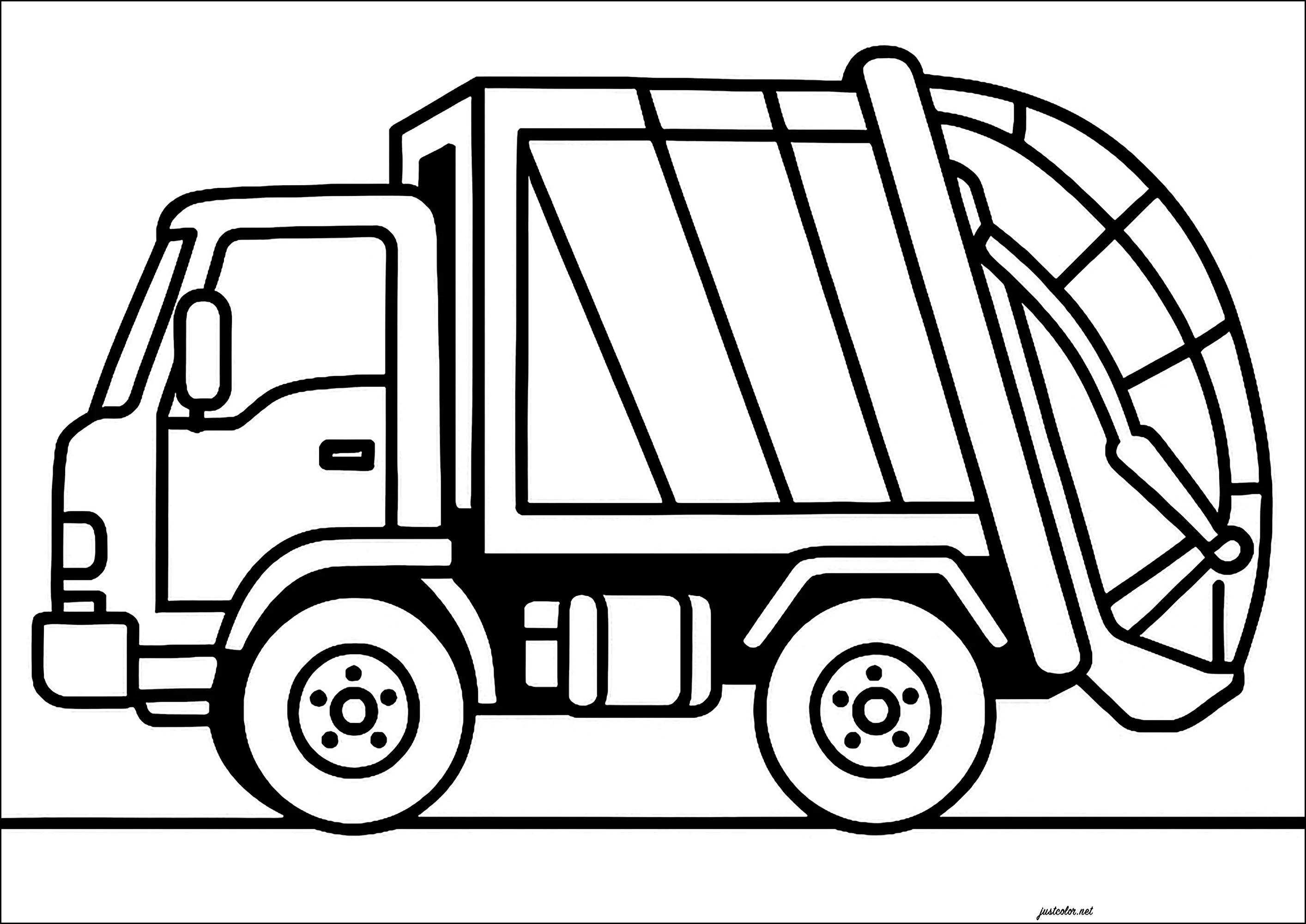 Le camion à ordures (Coloriage de Véhicules à imprimer pour enfants)