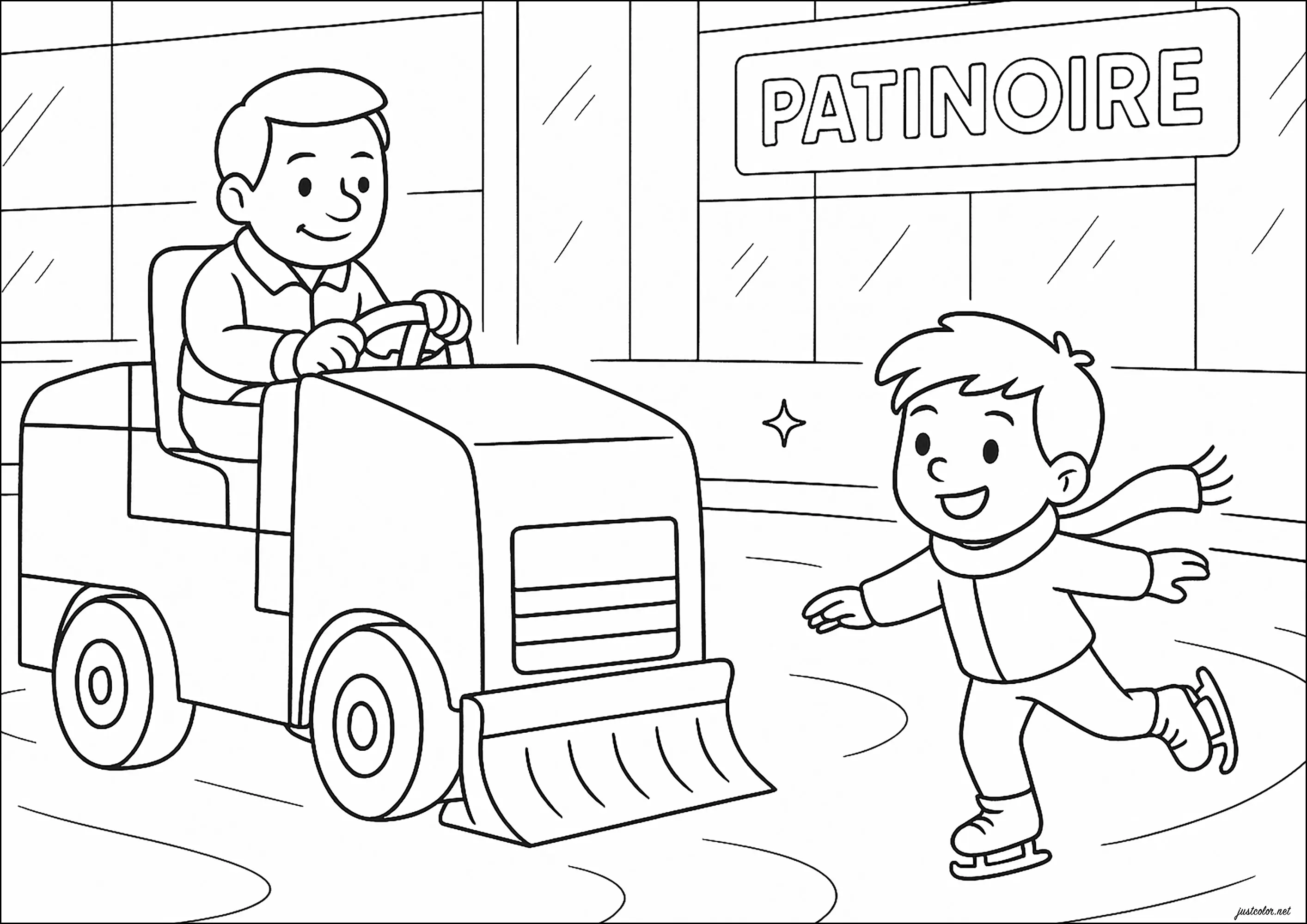 Zamboni (Coloriage de Véhicules à imprimer pour enfants)