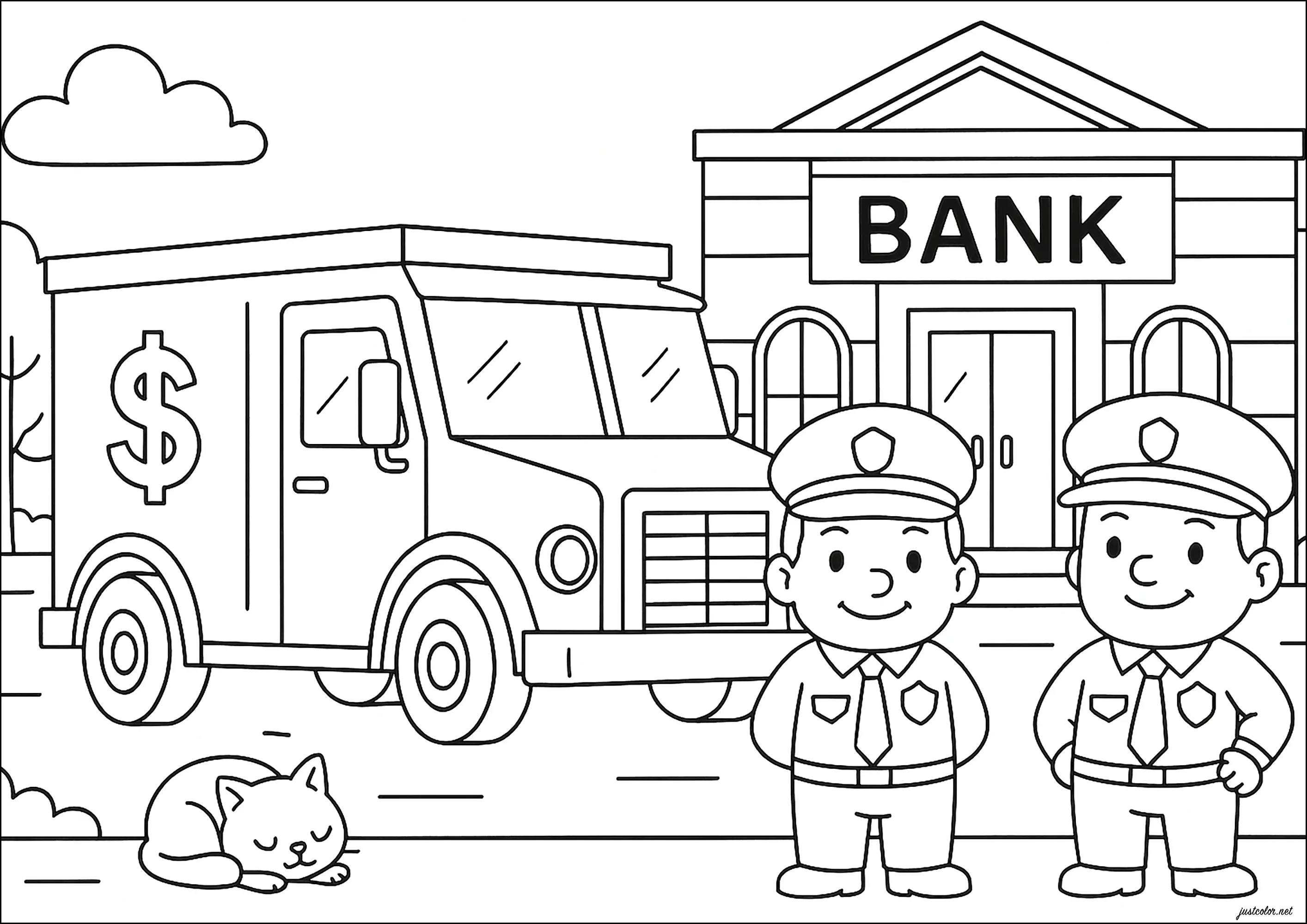 Fourgon blindé (Coloriage de Véhicules à imprimer pour enfants)