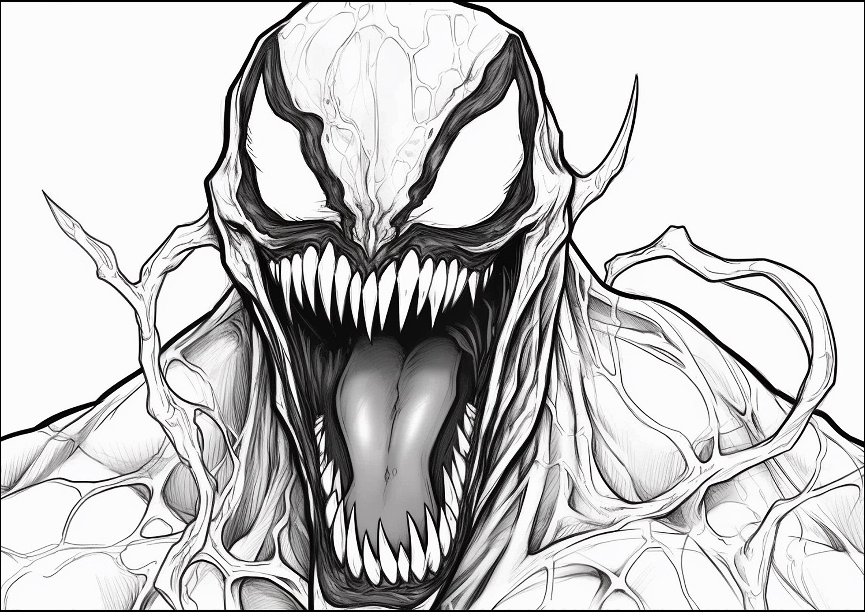 Horrible coloriage de Venom. Il est vraiment effrayant