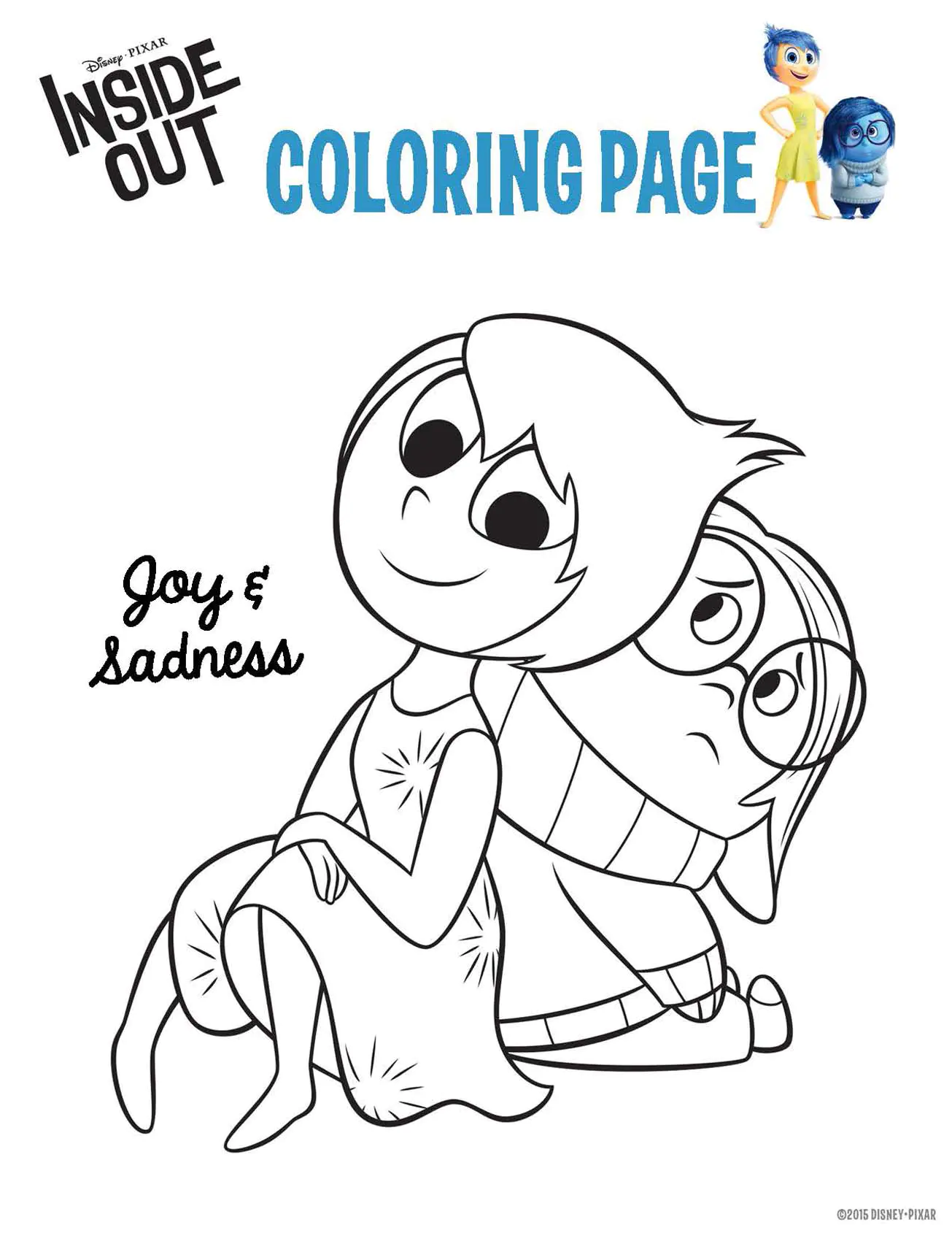 Vice versa : Tristesse et joie (Coloriage à imprimer pour enfants)