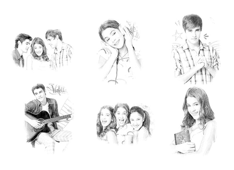Divers coloriages des personnages : Tomas, Leon, Maxi, Andrew, Francesca, Ludmila, Camilia, Nati
