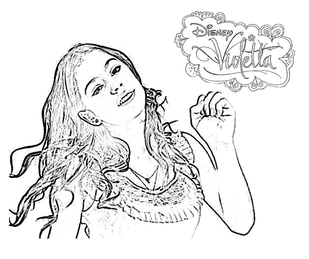 Violetta cheveux aux vents avec le logo