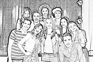 Coloriage equipe concert violetta avec bridgit mendler