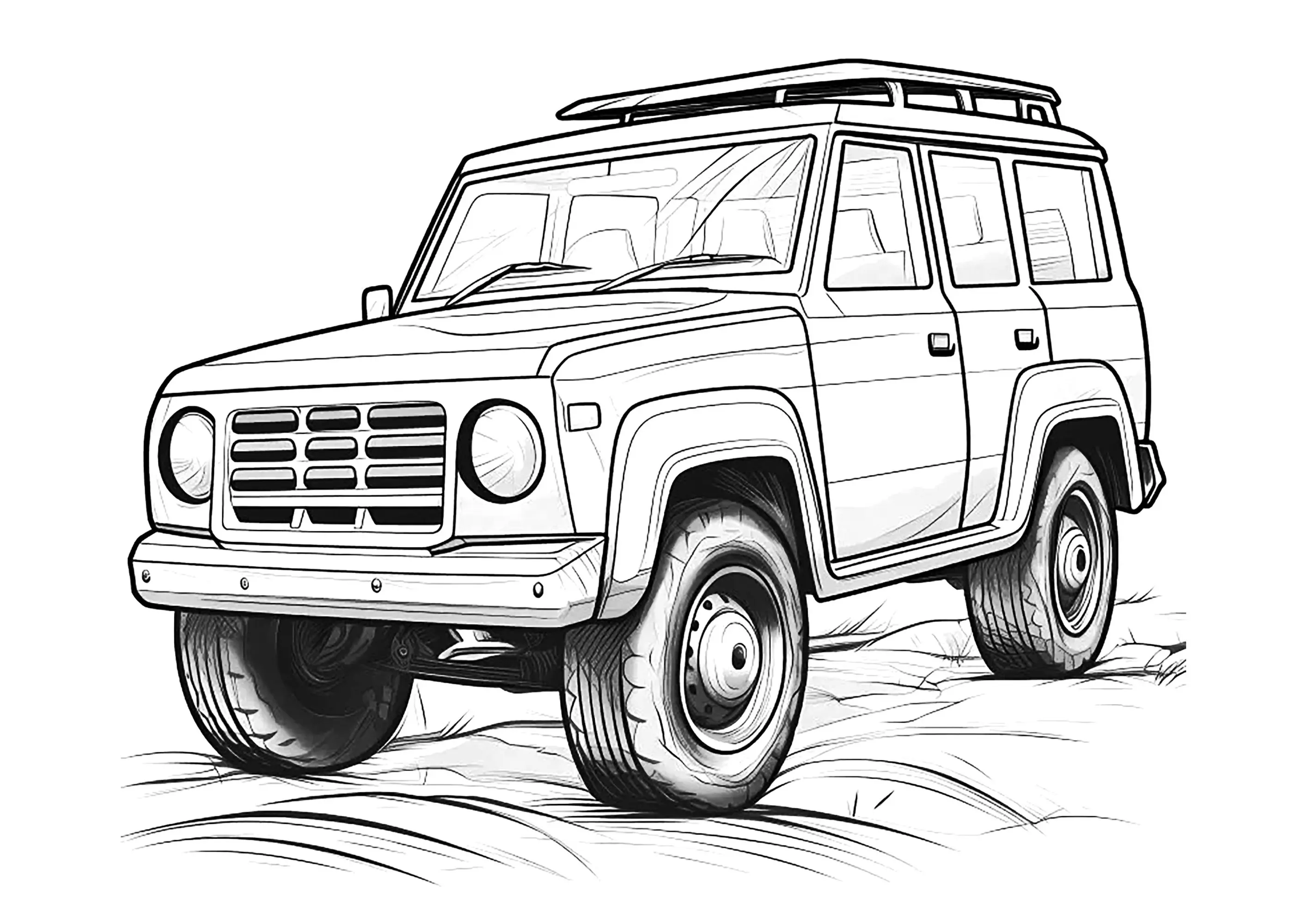 Jeep du désert (Coloriage de voitures à imprimer pour enfants)