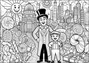 La fabrique magique du chocolat (Coloriage de Willy Wonka)