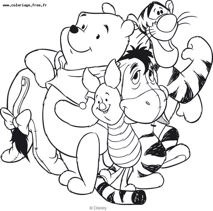 Coloriage de Winnie l'ourson à imprimer pour enfants (Winnie l’ourson et ses amis)