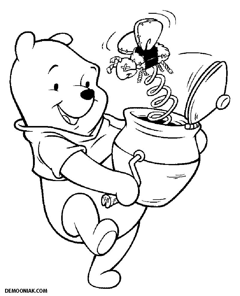 Joli dessin de Winnie à imprimer et colorier, avec Tigrou et Petit gourou