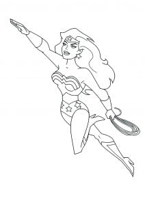 Wonder woman vole de mission en mission (Coloriage)