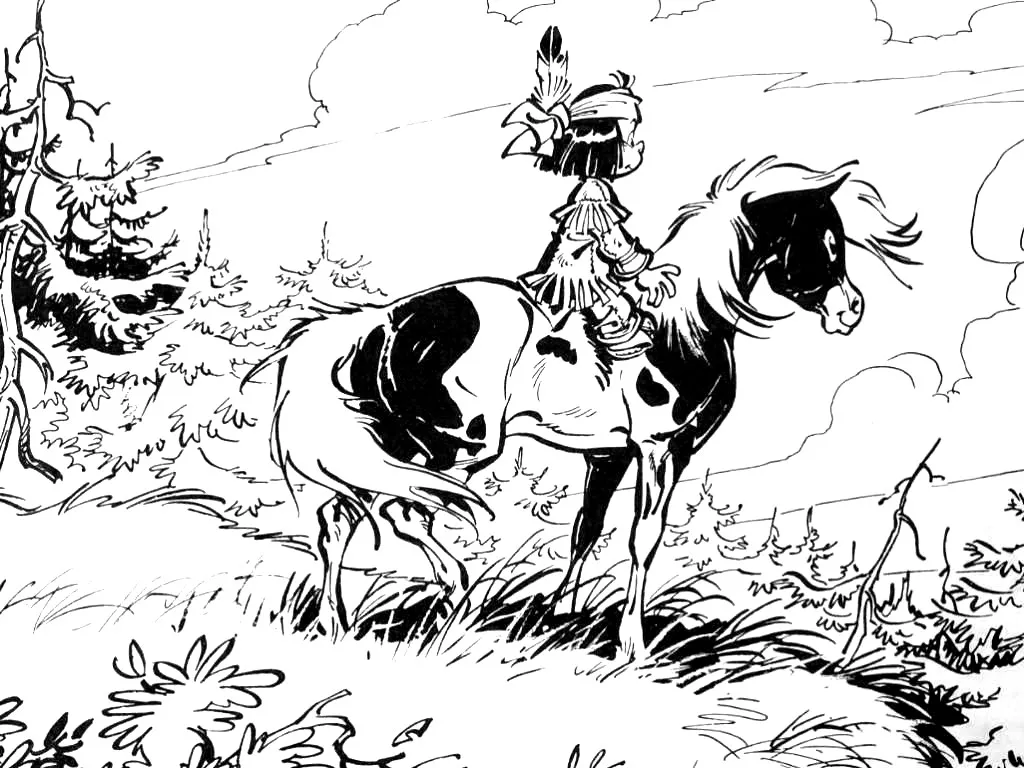 Dessin de Yakari gratuit à imprimer et colorier (Yakari le petit indien)
