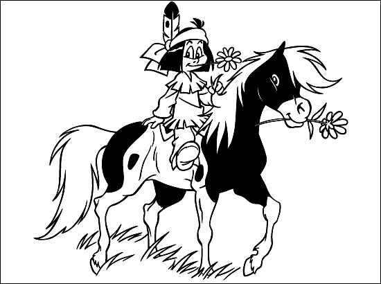 Coloriage de Yakari à colorier pour enfants (Yakari le petit indien)