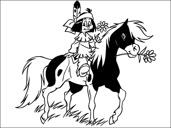 Coloriage de Yakari à colorier pour enfants (Yakari le petit indien)