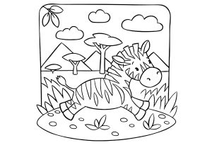 Coloriage enfants simple zebre