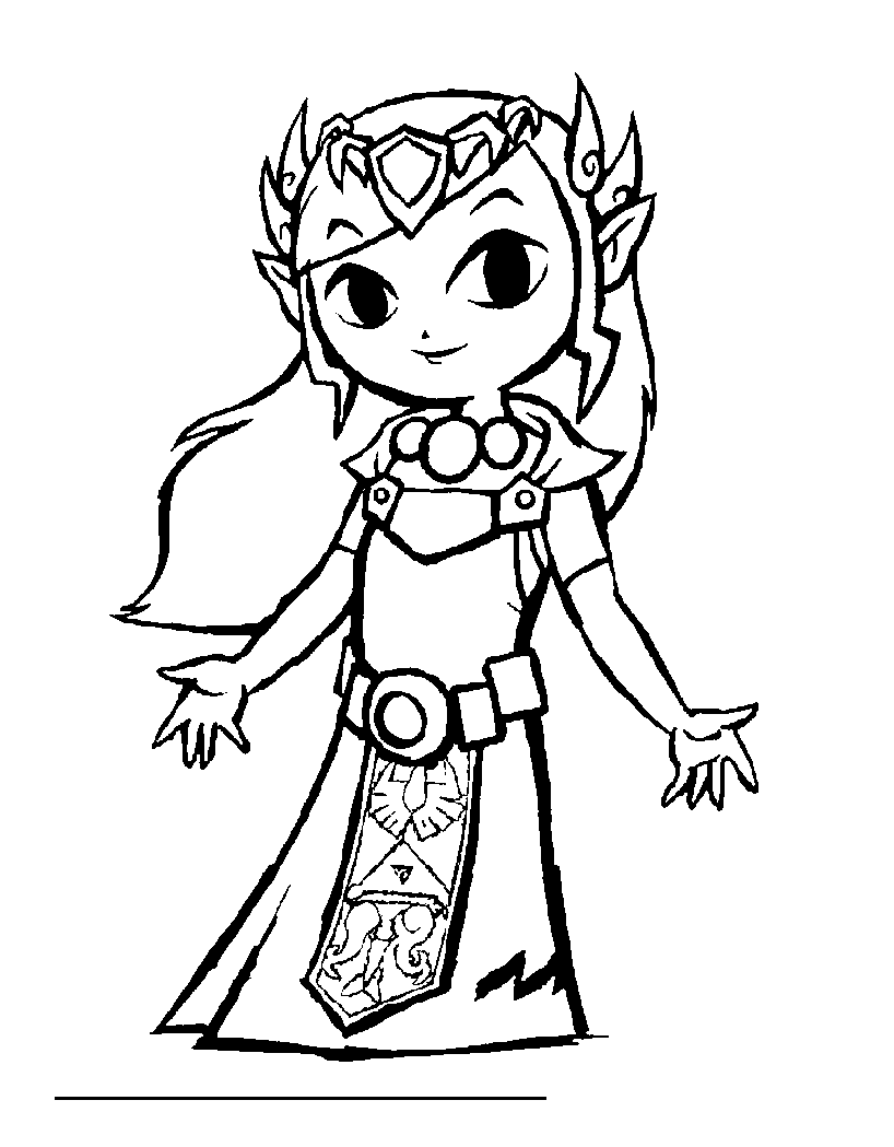 Coloriage Zelda avec gros traits