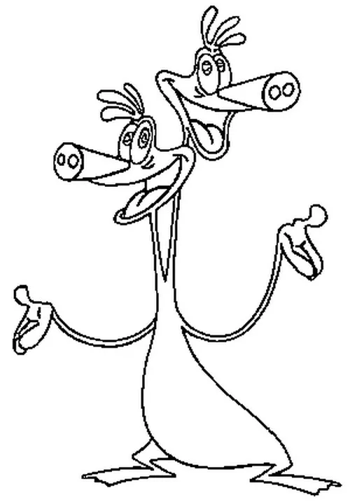 Personnage à deux têtes (Coloriage de Les Zinzins de l’espace à imprimer pour enfants)