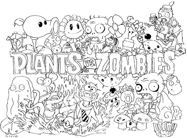 Coloriage de plusieurs Zombies (Zombies vs Plants)