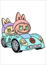 Deux Labubu en voiture をぬった 匿名 さんの作品