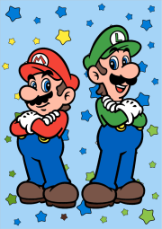Werk von Anonym nach Mario et Luigi sur fond étoilé