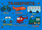 6 moyens de transport (textes en français) をぬった Rachel さんの作品