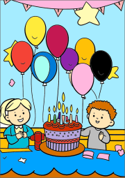匿名 根据《Anniversaire d'un enfant, avec un beau gateau et des ballons》创作