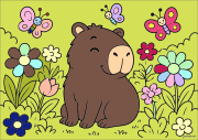 Creation by Anonymous from Capybara assis parmi les fleurs