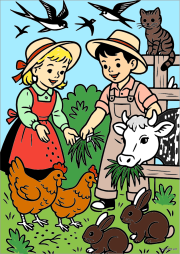 Werk von Anonym nach Scène de ferme vintage