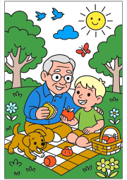 匿名 根据《Un. Grand-père et son petit-fils partagent un moment simple en plein air》创作