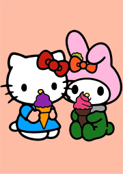Hello Kitty et My Melody dégustant des glaces をぬった Jean-François さんの作品