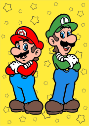 Mario et Luigi sur fond étoilé をぬった Jean-François さんの作品