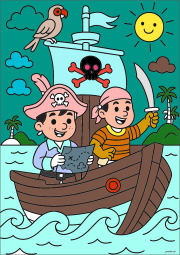 Deux jeunes pirates à la recherche d'un trésor をぬった 匿名 さんの作品