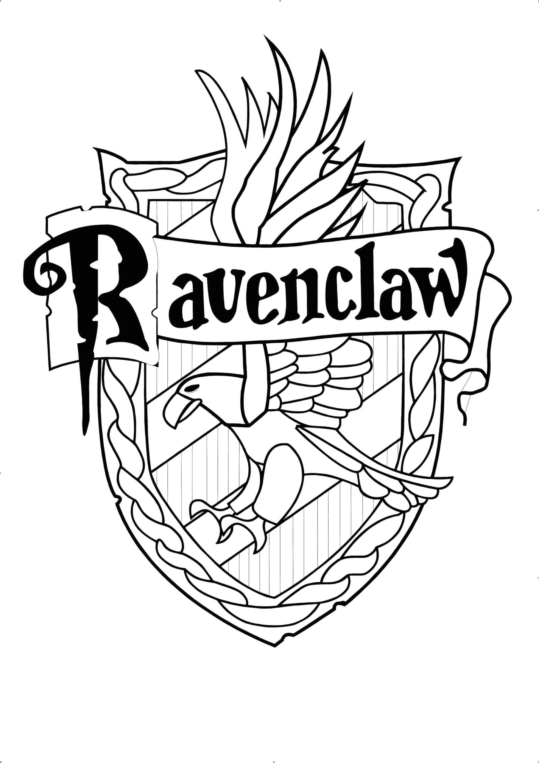 拉文克劳徽标（英文为Ravenclaw） - 儿童着色页: 哈利波特, image size:1810x2560