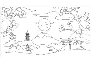 日本寺庙 (儿童着色 : 地标)