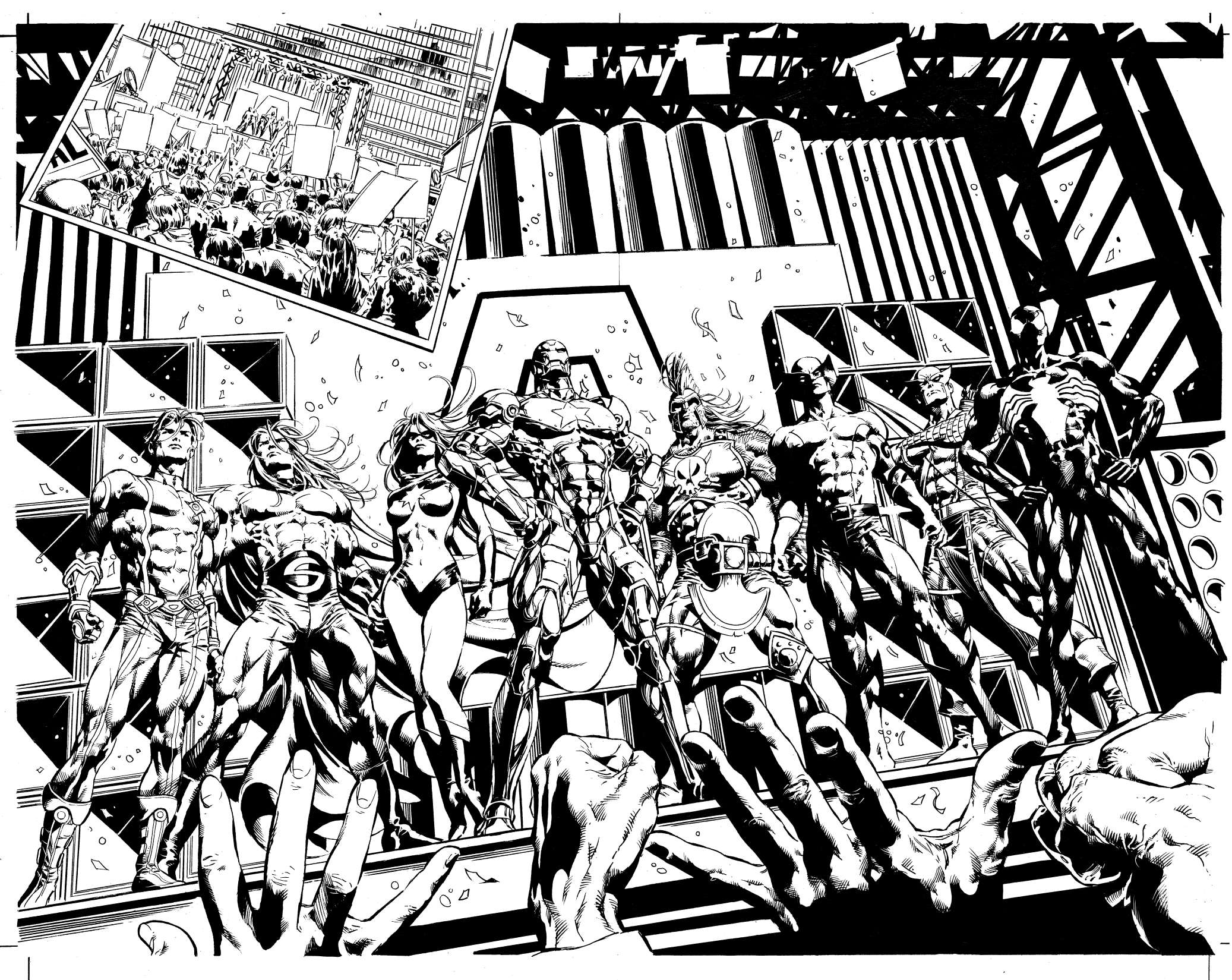 复仇者联盟涂色画免费下载- 儿童着色页: 复仇者联盟, image size:2074x1649